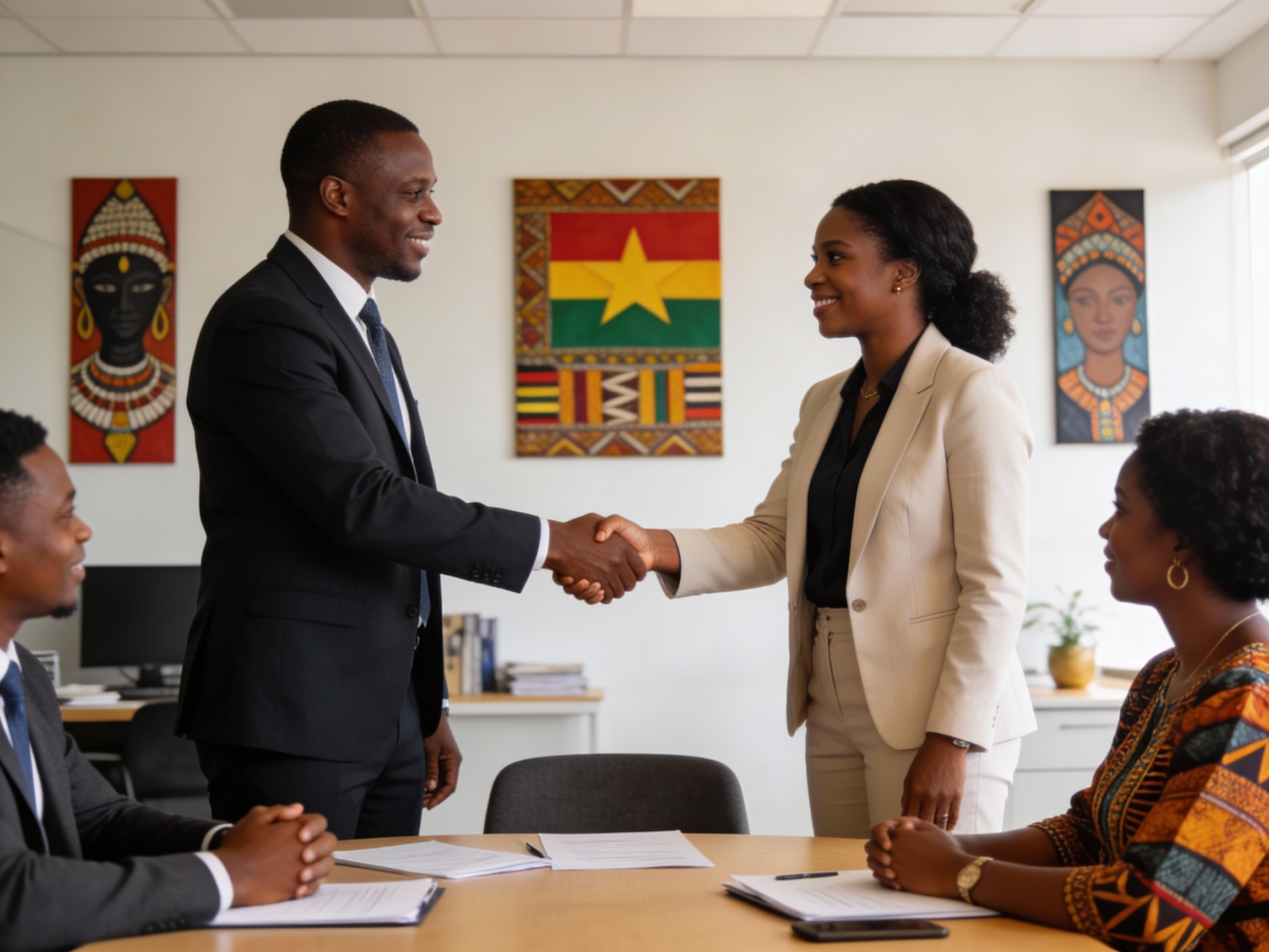 Professionnels construisant des partenariats stratégiques et collaboration d'affaires